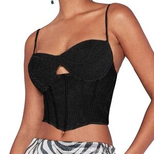 NWOT Sparkly Black Corset Top